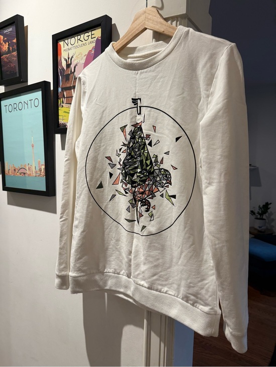 PINK Victoria's Secret Tops - GIVEN Cream Graphic Crewneck Sweatshirt with Geometric Tree Design
